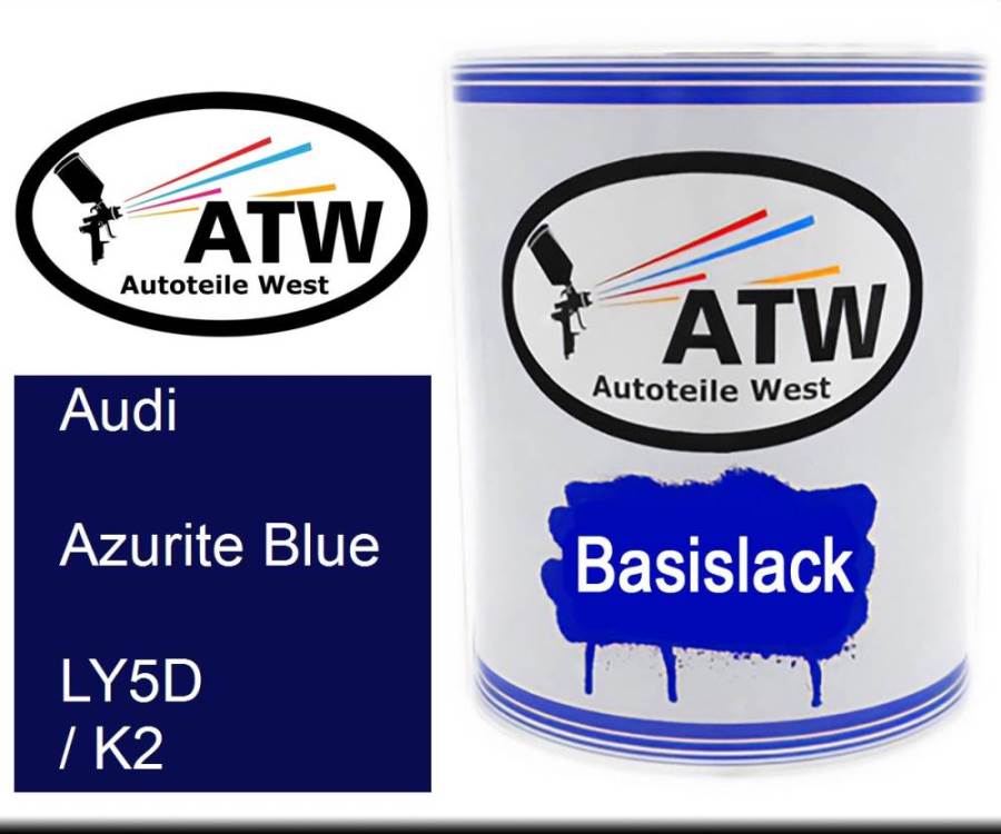 Audi, Azurite Blue, LY5D / K2: 1L Lackdose, von ATW Autoteile West.